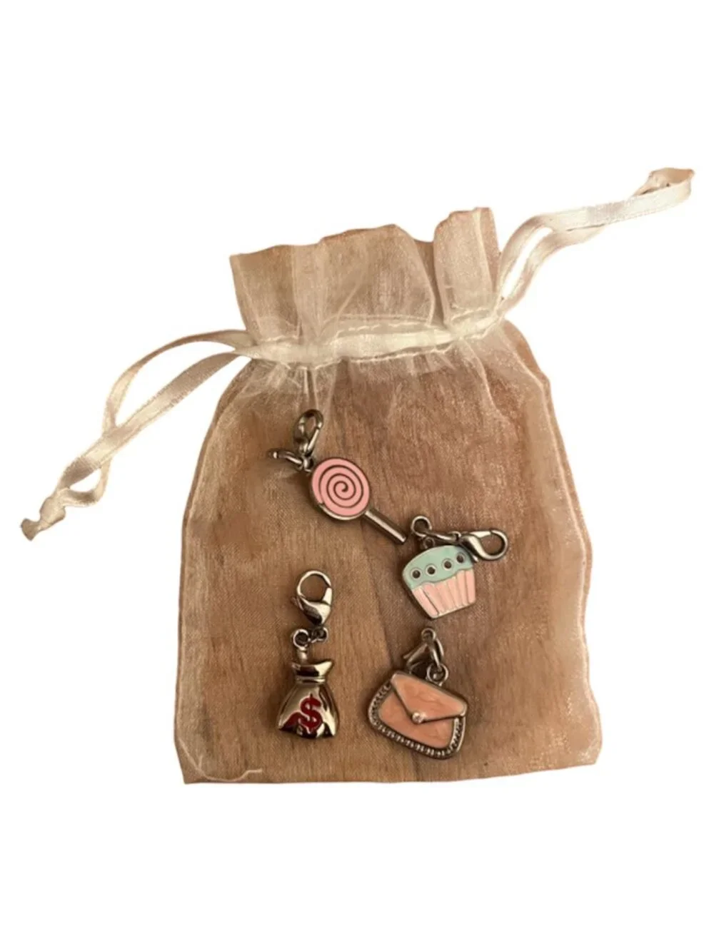 Adorable Girls Sweet Treats and Shopping Themed Bracelet Charms 5 pcs
